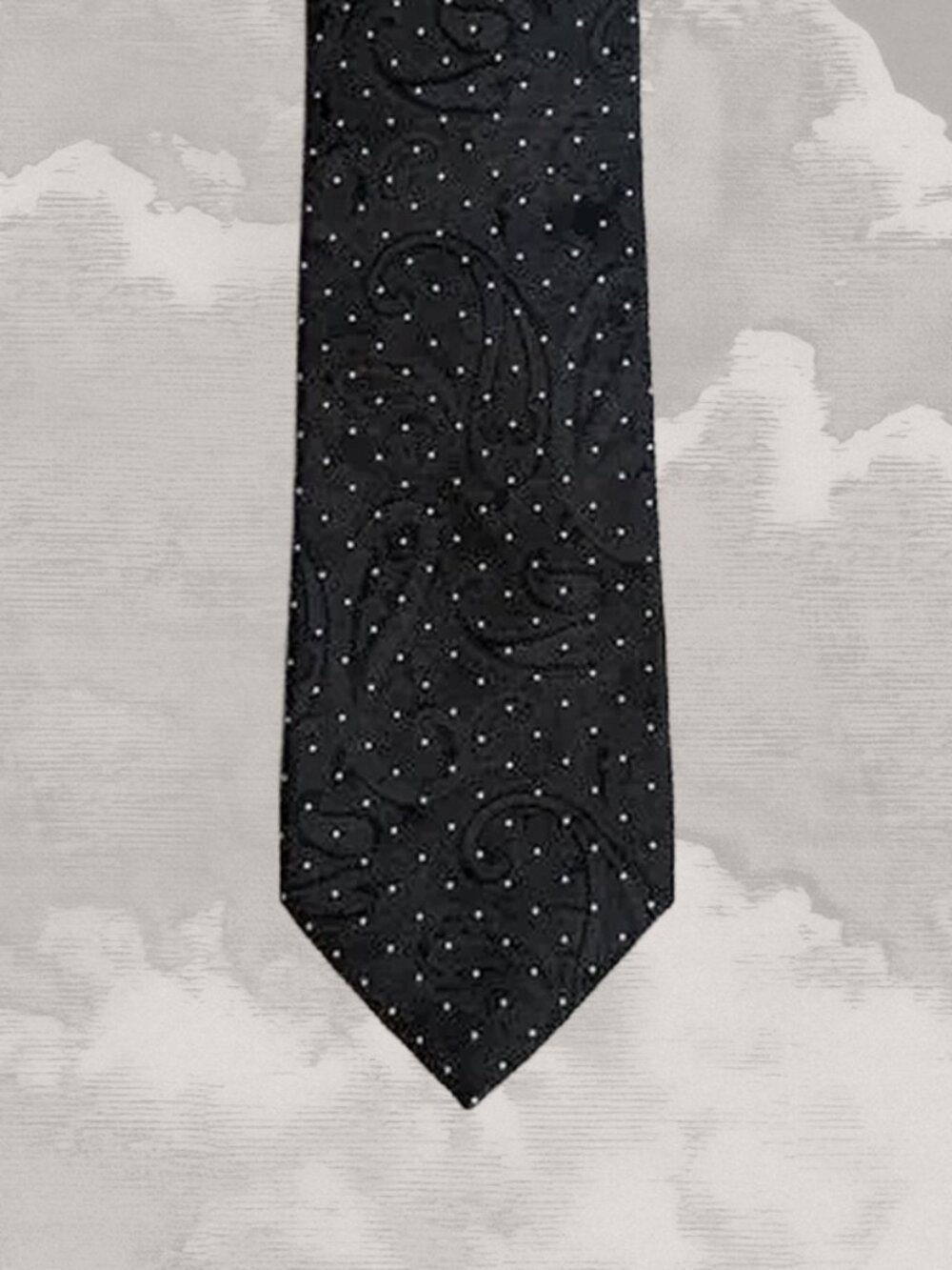 ETRO Tie Paisley Mens Womens Black Polka Dots White Italy